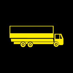 Gelbes Piktogramm eines schweren Lkw für die Führerscheinklasse C