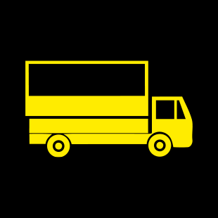 Gelbes Piktogramm eines mittleren Lkw für die Führerscheinklasse C1
