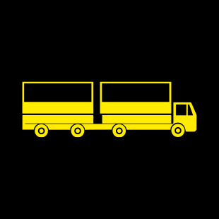 Gelbes Piktogramm eines Lastzugs für die Führerscheinklasse C1E